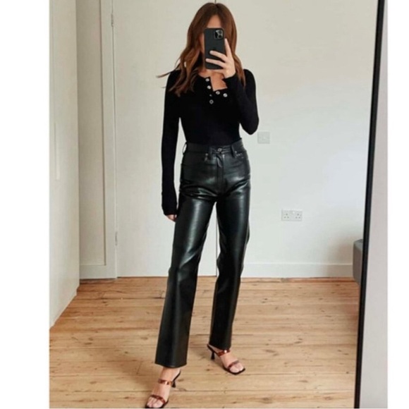 Wilfred Pants - Wilfred Black Vegan Leather Straight Leg Pants Size 2